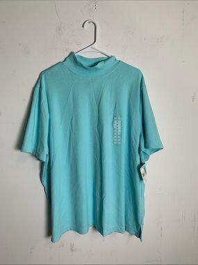 Studio Works Turquoise Short-Sleeve Mock Neck Tee
